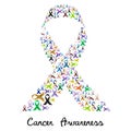 Cancer awareness various color and shiny ribbons for help like a big colorful ribbon eps10 Royalty Free Stock Photo