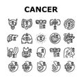 cancer breast health medical icons set vector