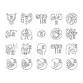 cancer breast health medical icons set vector