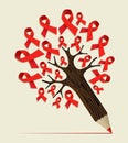 Cancer care concept pencil tree