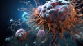 Cancer cell metastasis disease anatomy concept as growing malignant tumor on organ inside human body. 3D illustration