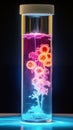 Cancer Cells And Macrophages in a Test Glass. Cancer research Concept. Generative AI