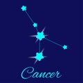 Cancer constellation astrology vector illustration. Stars in dark blue night sky Royalty Free Stock Photo