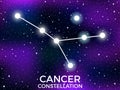 Cancer constellation. Starry night sky. Cluster of stars and galaxies. Deep space. Vector Royalty Free Stock Photo