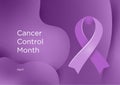 Cancer Control Month in April in Unated States of America. Lavender or violet color of the ribbon Cancer Awareness