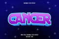 Cancer editable text effect 3 dimension emboss cartoon style