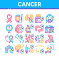 Cancer Human Disease Collection Icons Set Vector