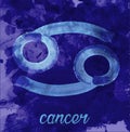 Cancer icon of zodiac, vector illustration icon. astrological signs, image of horoscope. Water-colour style Royalty Free Stock Photo