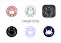 Cancer icons set