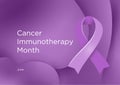 Cancer Immunotherapy Month in June. Lavender or violet color ribbon Cancer Awareness Products.