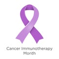 Cancer Immunotherapy Month in June. Lavender or violet color ribbon Cancer Awareness Products.