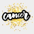 Cancer lettering Calligraphy Brush Text horoscope Zodiac sign illustration