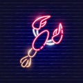 Cancer neon icon. Glowing Vector illustration icon for mobile, web, and menu design. Seafood concept