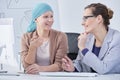 Cancer patient talking to doctor Royalty Free Stock Photo