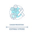 Cancer prevention blue concept icon