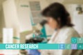 Cancer Research medical concept image with icons and doctors on background Royalty Free Stock Photo