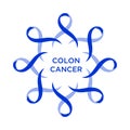 Cancer ribbon dark blue color representing the support of tackling cancers