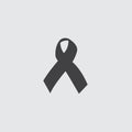 Cancer ribbon icon in a flat design in black color. Vector illustration eps10 Royalty Free Stock Photo