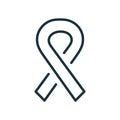 Cancer Ribbon Linear Icon. Awareness Ribbon Line Icon. Hiv, Aids, Breast and Childhood Cancer. Awareness Month. Editable