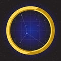 Cancer star horoscope zodiac in fish eye telescope with cosmos background