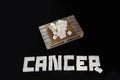 Cancer written with white refined sugar cubes Royalty Free Stock Photo