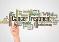Cancer Treatment word cloud and hand with marker concept Royalty Free Stock Photo