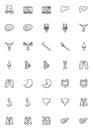 Cancer types line icons set