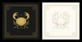 Cancer zodiac astrology horoscope mythology esoteric vintage line art deco card design set vector Royalty Free Stock Photo