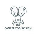 Cancer zodiac sign line icon, vector. Cancer zodiac sign outline sign, concept symbol, flat illustration Royalty Free Stock Photo