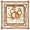 Cancer Zodiac Sign on Native Tribal Leather Frame