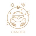 Cancer zodiac vector sign, logo, tattoo or illustration. Food horoscope