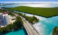 Cancun aerial view Hotel Zone of Mexico