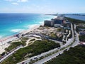 Cancun beach and hotel zone aerial view, Quintana Roo, Mexico Royalty Free Stock Photo