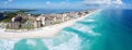 Cancun beach and hotel zone aerial view, Quintana Roo, Mexico Royalty Free Stock Photo