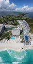 Cancun beach and hotel zone aerial view, Quintana Roo, Mexico Royalty Free Stock Photo