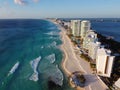 Cancun beach and hotel zone aerial view, Quintana Roo, Mexico