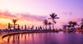 Cancun beach resort with palms Royalty Free Stock Photo