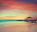 Cancun Caracol beach sunset in Mexico Royalty Free Stock Photo