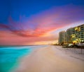 Cancun Forum beach sunset in Mexico Royalty Free Stock Photo