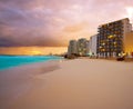 Cancun Forum beach sunset in Mexico Royalty Free Stock Photo