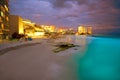 Cancun Forum beach sunset in Mexico Royalty Free Stock Photo