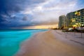 Cancun Forum beach sunset in Mexico Royalty Free Stock Photo