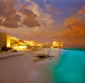 Cancun Forum beach sunset in Mexico Royalty Free Stock Photo