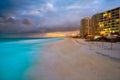 Cancun Forum beach sunset in Mexico Royalty Free Stock Photo