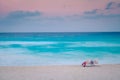 Cancun idyllic caribbean beach at sunset, Riviera Maya, Mexico