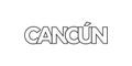 Cancun in the Mexico emblem. The design features a geometric style, vector illustration with bold typography in a modern font. The