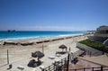 CANCUN, MEXICO- FEBRUARY 7, 2010:coastal beach area with shore reinforcement pipes