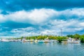 CANCUN, MEXICO - JANUARY 10, 2018: Outdoor view of many boats in a row located in Isla Mujeres island in the Caribbean Royalty Free Stock Photo