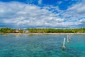 CANCUN, MEXICO - JANUARY 10, 2018: Unidentified people swimming in a beautiful caribbean beach isla mujeres with clean Royalty Free Stock Photo