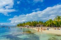 CANCUN, MEXICO - JANUARY 10, 2018: Unidentified people swimming in a beautiful caribbean beach isla mujeres with clean Royalty Free Stock Photo